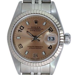 ROLEX DATEJUST SALMON INDEX-ARABIC DIAL 18KW FLUTED STEEL JUBILEE WATCH 69174